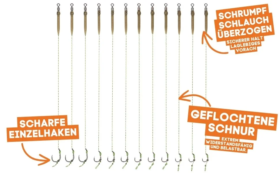 Zite Fishing Karpfen-Rigs Vorfach Set Größe 2-8 Gebunden 12 Stück  - Detaillierte Übersicht