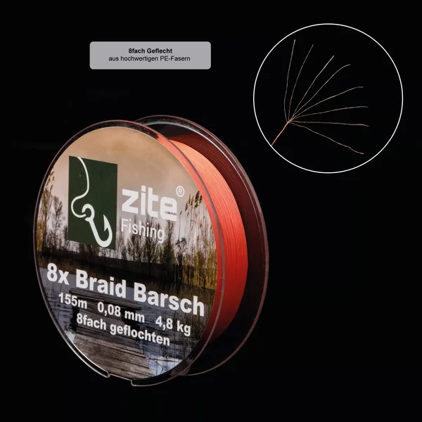 Geflochtene Schnur 8x Zander Angeln Spinnfischen 155m 0,12mm Orange Zite Fishing_auswahl5