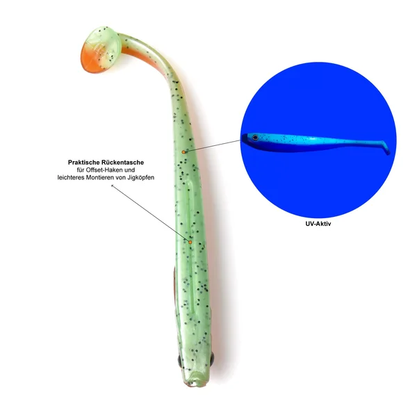 Inzite Shad Gummifisch Zander Angeln 5 Stück 12cm Green Tomato_auswahl1