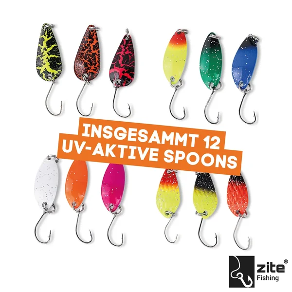 Zite Fishing Forellen Spoon Sortiment 13-teilig Neon Bunt 3g_auswahl1