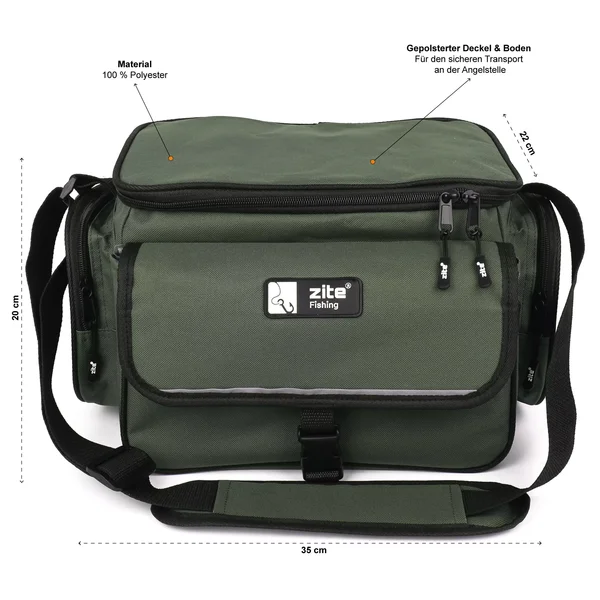 Zite Fishing Angeltasche mit Tragegurt und 4 Kunstköderboxen 35 x 22 x 20_auswahl1