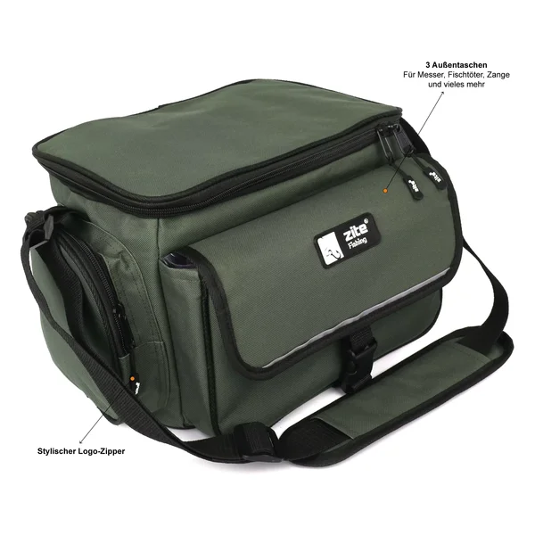 Zite Fishing Angeltasche mit Tragegurt und 4 Kunstköderboxen 35 x 22 x 20_auswahl2
