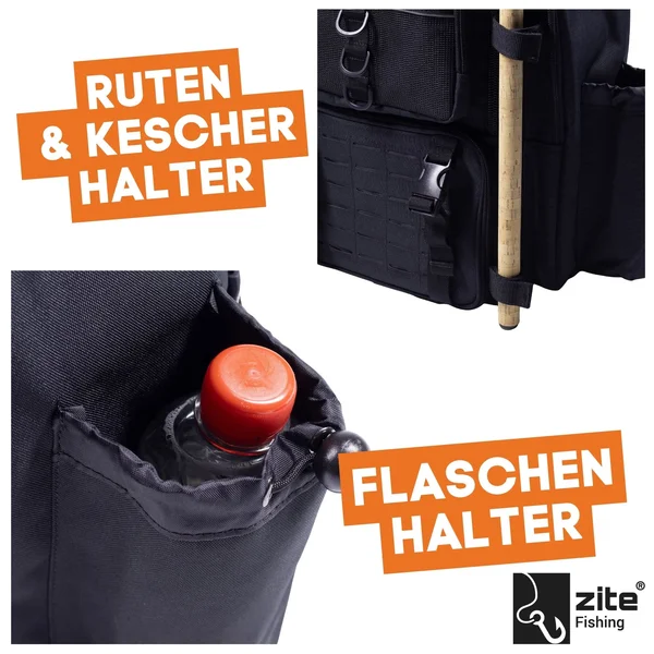 Angelrucksack mit 4 Boxen & Rückenpolster als Spinnfischer Rucksack Schwarz_auswahl3
