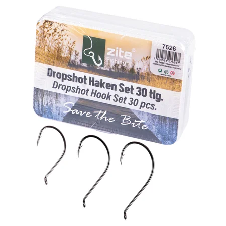  Dropshot Haken Set 30 Stück Vorfachhaken Größe S, M, L Zite Fishing