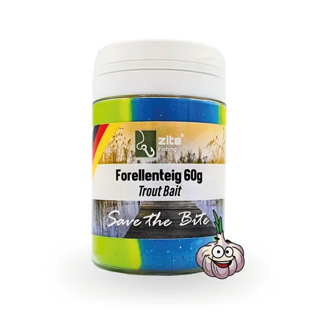 Zite Fishing Forellenteig Regenbogen grün 60 g Trout Bait Forellenpaste mit Knoblaucharoma