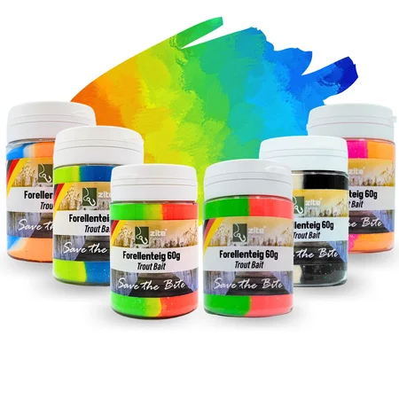 Zite Fishing Forellenteig Lakritz Erdbeere Krabbe Regenbogen Knoblauch 6er Set