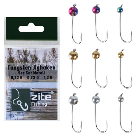 Tungsten Jigköpfe Forelle Metallic 0,3-1,2g 9 STK UL Forellenhaken Zite Fishing