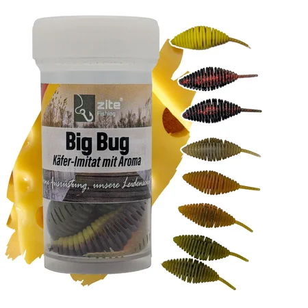 Big Bug Natur Mix Käse 5 cm, 8 Stück – Forellenköder mit Käfer-Imitat & Aroma