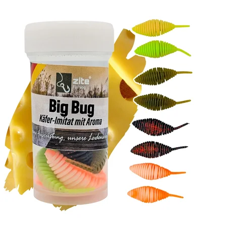 Big Bug Käfer-Imitat Käse-Aroma 8 Stück – 5 cm Forellenköder Allround-Mix für Jighaken, Cheburashka & Sbirolino