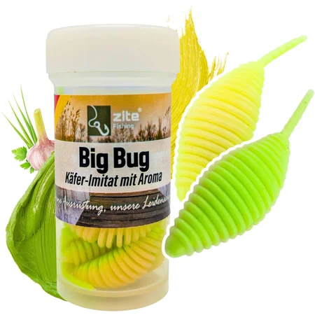 Big Bug Matcha Latte Knoblauch 5 cm – Forellenköder mit Käfer-Imitat, 8 Stück, Gummiköder für UL & Sbirolino
