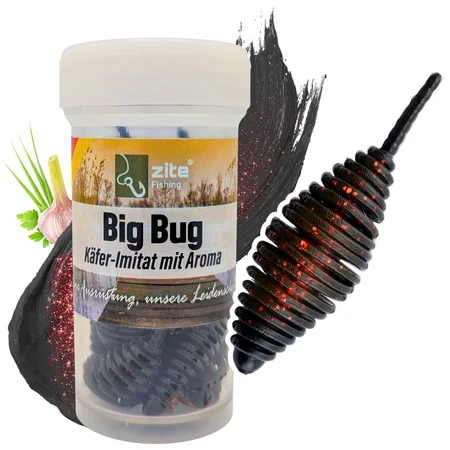 Big Bug Chilli Pepper Knoblauch 5cm, Käfer-Imitat mit Aroma für Forelle, UL-Angeln, 8 Stück Dose