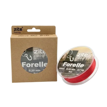 Zite Fishing Forellenschnur monofil rot | 550 m | 0,20 mm | 2,7 kg Tragkraft | Nylon Angelschnur für Forellenteich