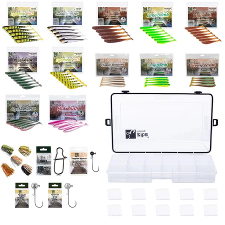 Zite Fishing Inzite Shad Starterset XXL 3 Größen – Gummifische, Tungsten & Jigheads, Skirts, Snaps & Tacklebox Zander