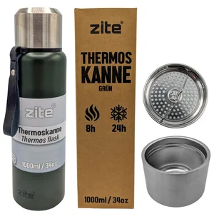 Zite Fishing Thermoskanne 1l Edelstahl Olivgrün